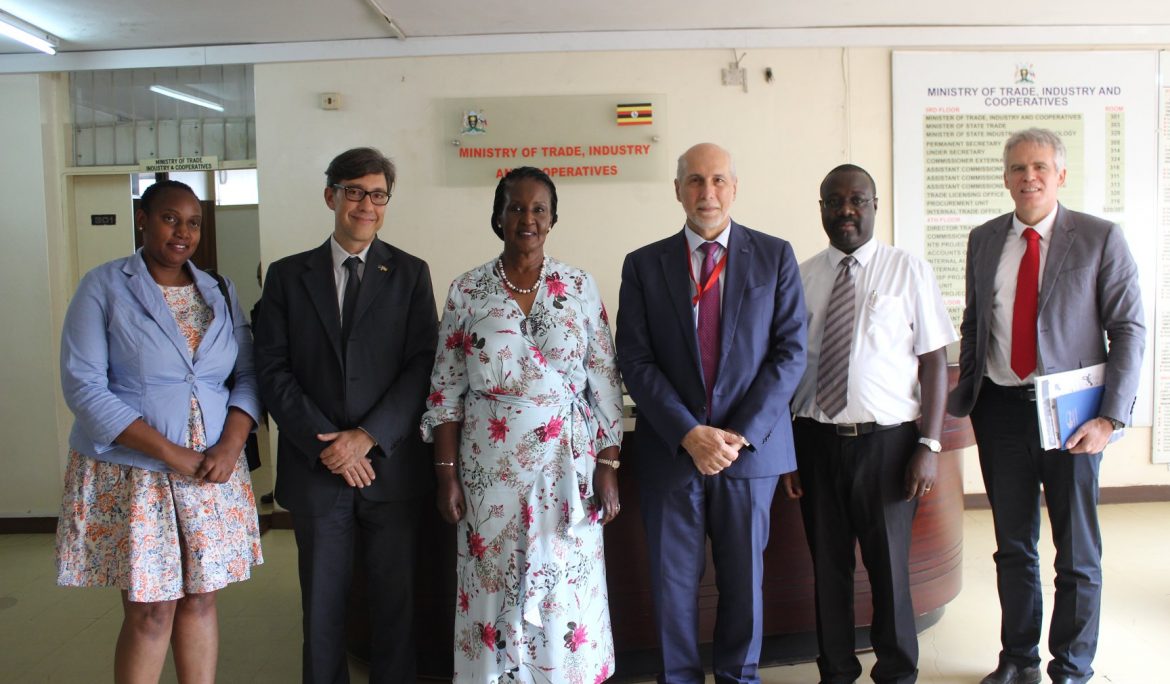 Hon. Minister Amelia Kyambadde meeting with the EU Ambassador to Uganda Mr. Attilio Pacifici