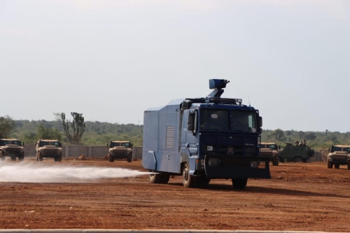 One of the armored vehicles